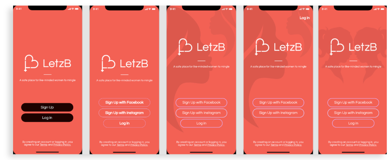 Iterations of LetzB home screen.