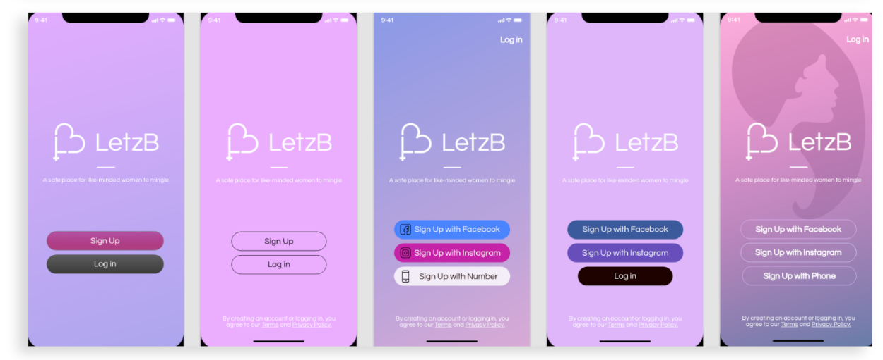 Iterations of LetzB home screen.