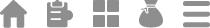 Icons. Home, Clipboard, Four Squares, Bag, Hamburger Menu.
